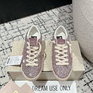 Super-Star LTD Sequins, Suede Stars and Silver Heel Pull Women's Sneakers